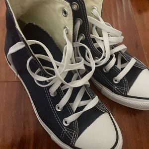 Navy blue high top converse